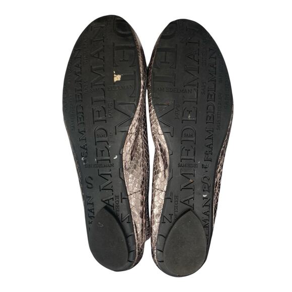 Sam Edelman S-Caper Jewel Embellished Flats Size 8.5 m silver snake skin texture - Picture 4 of 5